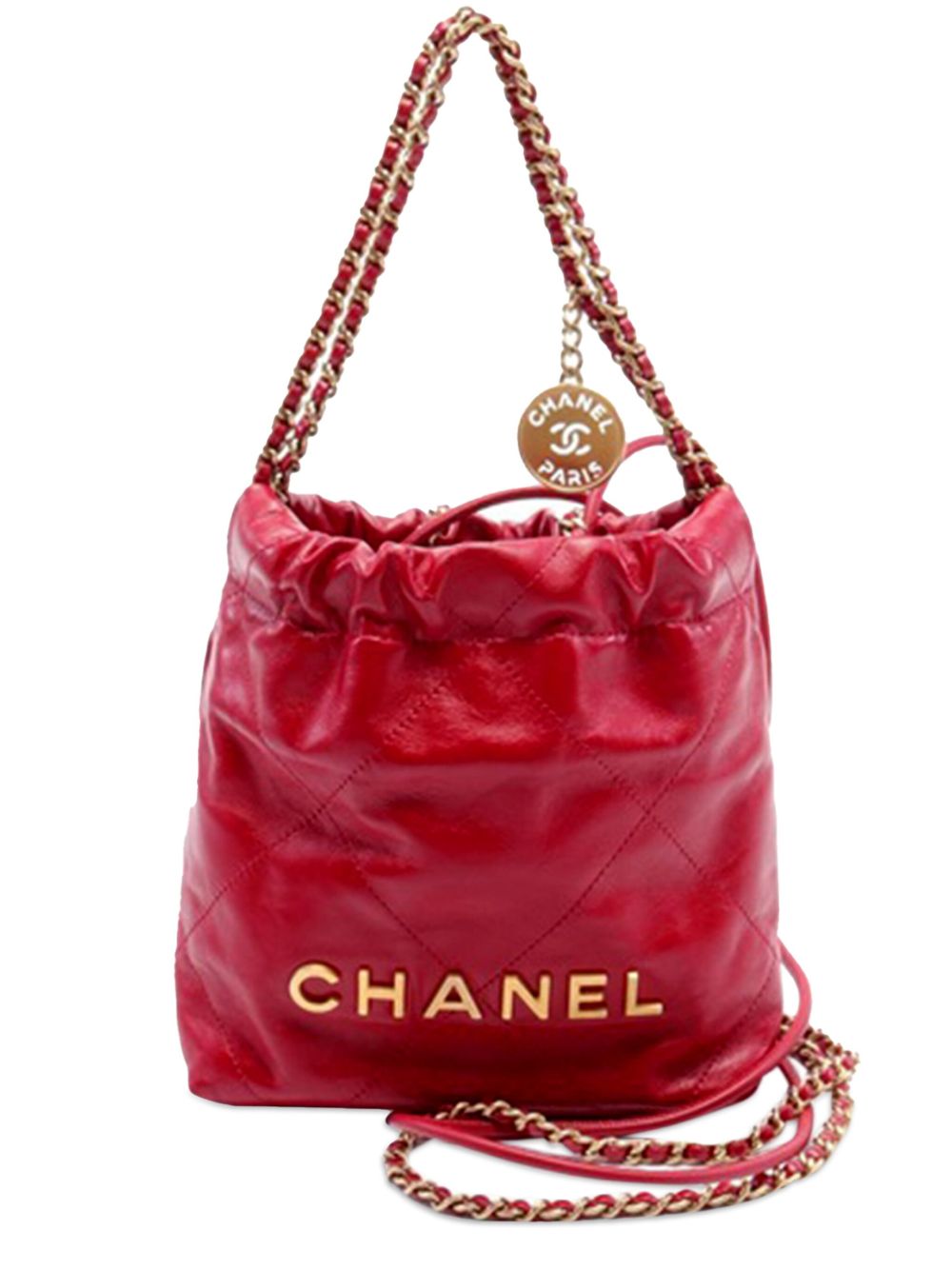CHANEL Pre-Owned 22 迷你小牛皮斜挎包（2021-2024年典藏款） - 红色