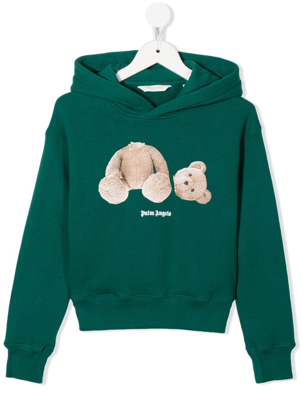 Palm Angels Kids logo印花连帽衫 - 绿色