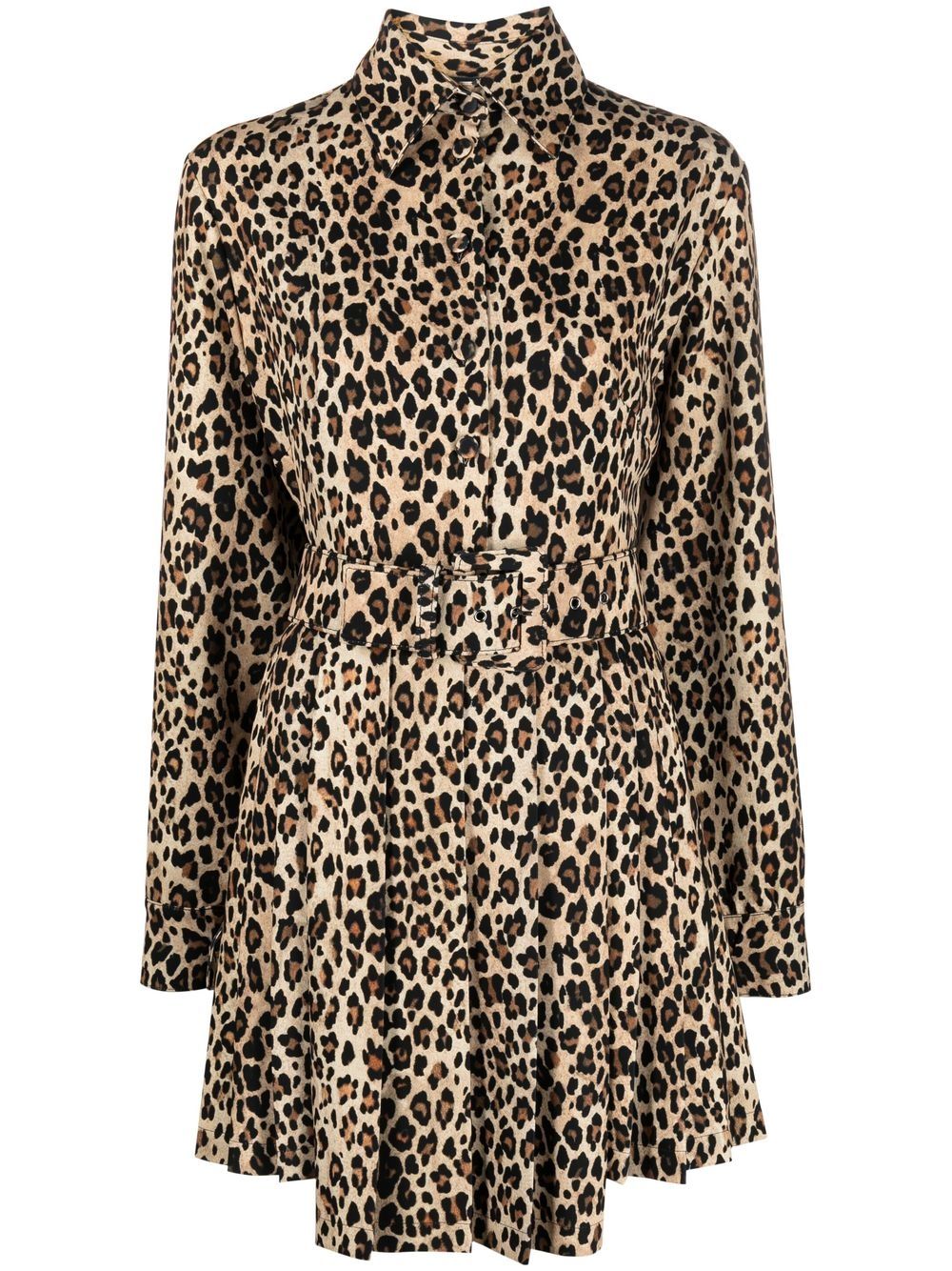 Ermanno Scervino 豹纹束腰迷你连衣裙 - 褐色