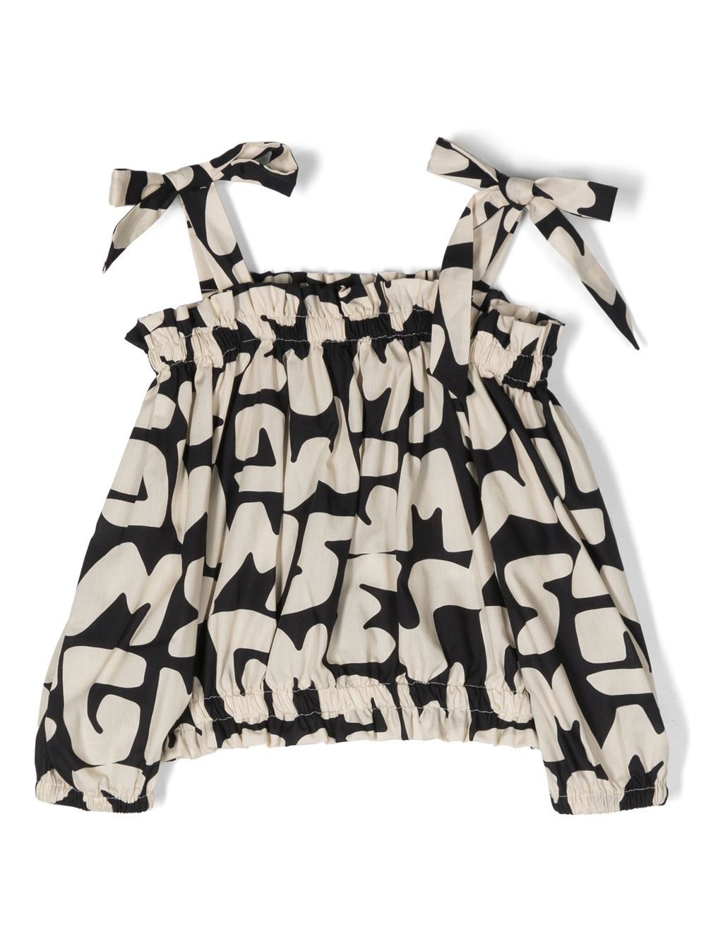MSGM Kids 荷叶边logo印花短款上衣 - 中性色