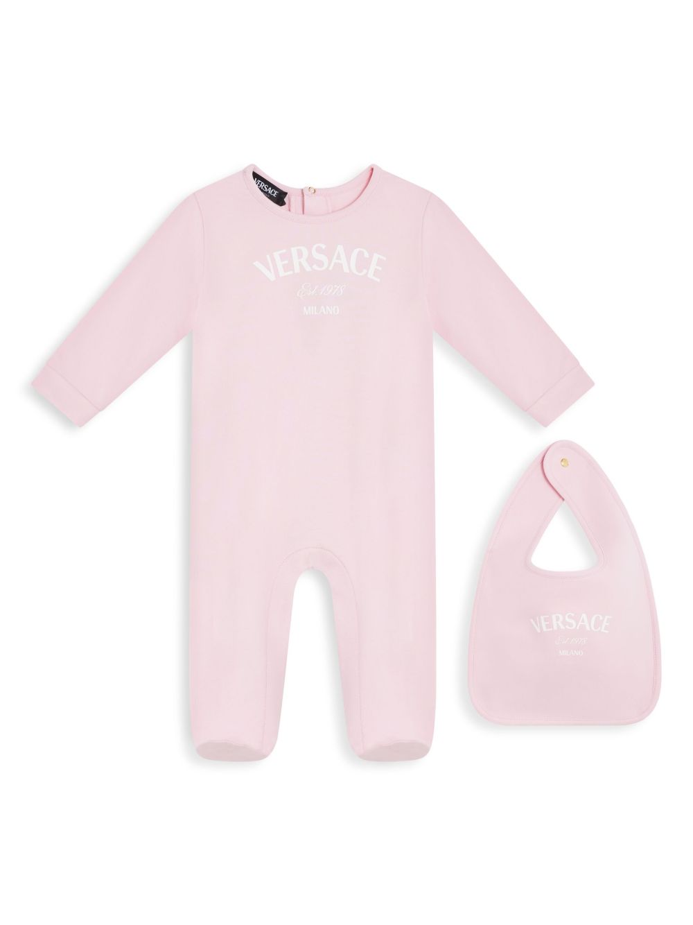 Versace Kids logo印花连体衣套装 - 粉色
