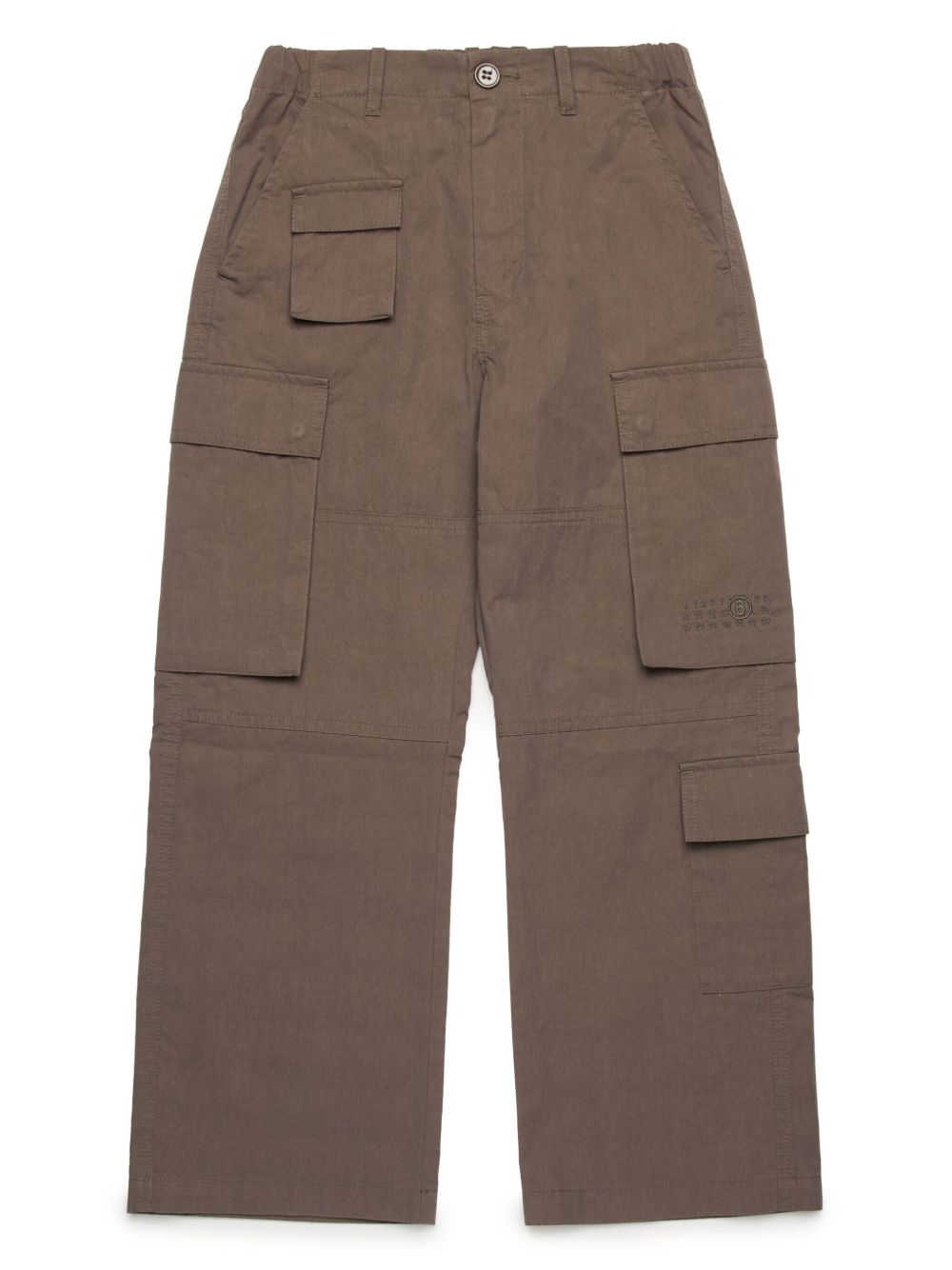 MM6 Maison Margiela Kids 阔腿工装长裤 - 褐色