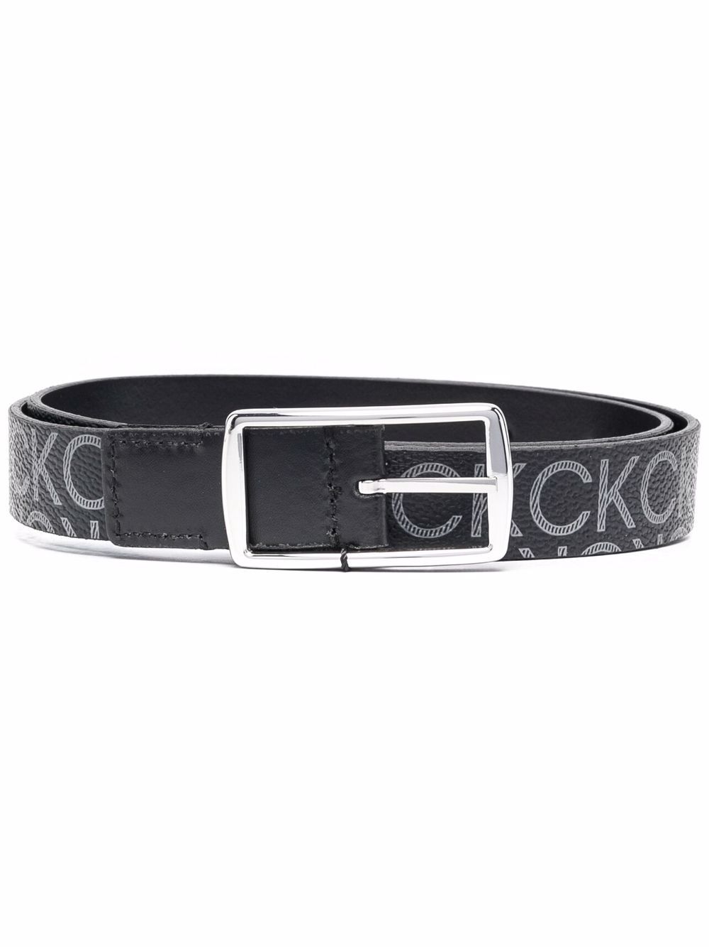 Calvin Klein Reversible logo印花腰带 - 黑色