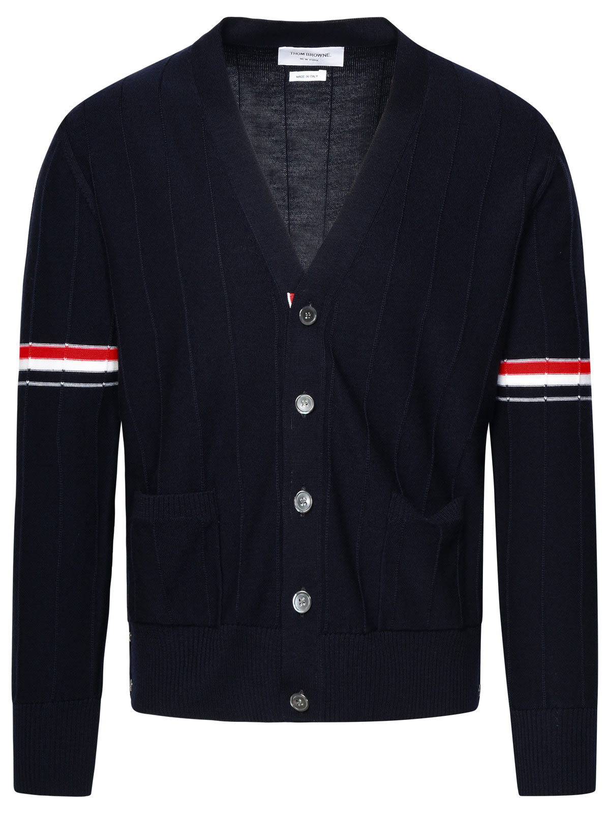 Thom Browne Navy Virgin Wool Cardigan