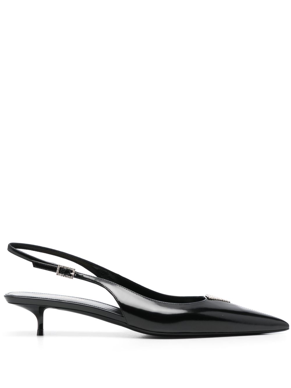 Saint Laurent Cherish 水钻缀饰低跟鞋 - 黑色