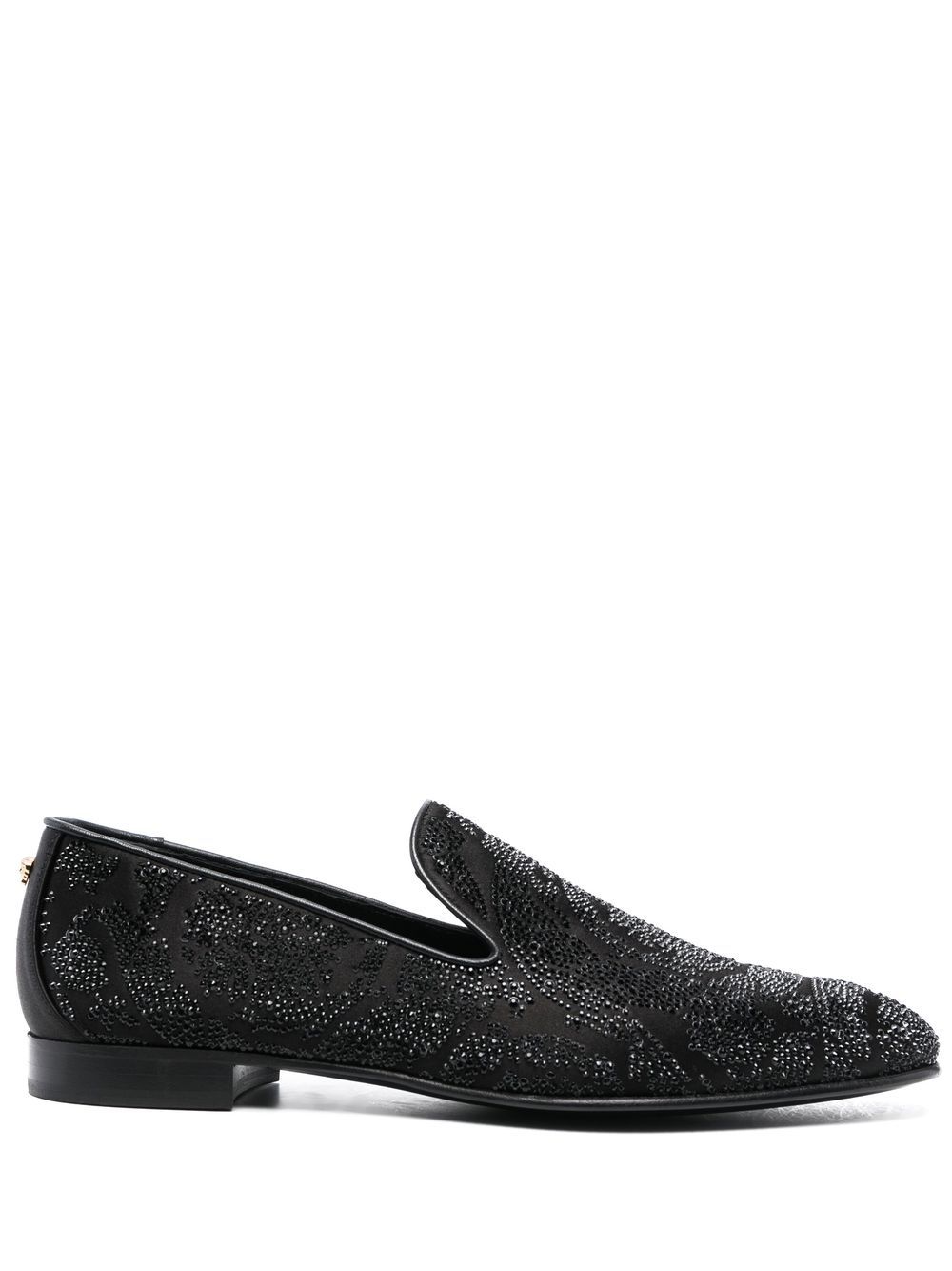 Versace Barocco Silhouette 水钻缀饰乐福鞋 - 黑色