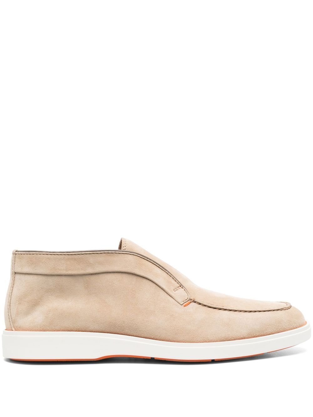 Santoni 拼接设计小牛绒面皮乐福鞋 - 中性色