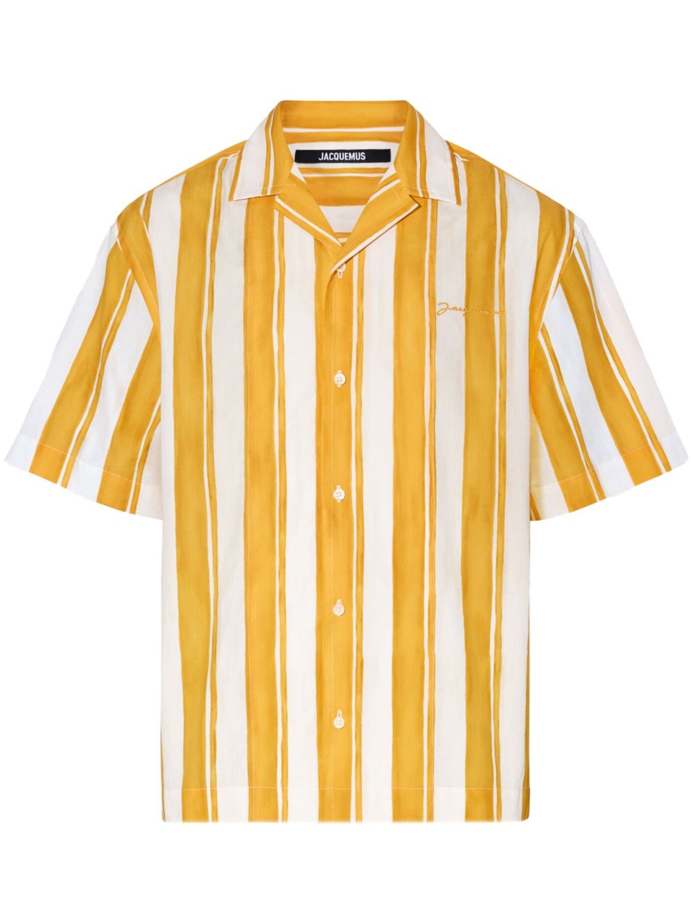 Jacquemus logo刺绣条纹衬衫 - 黄色