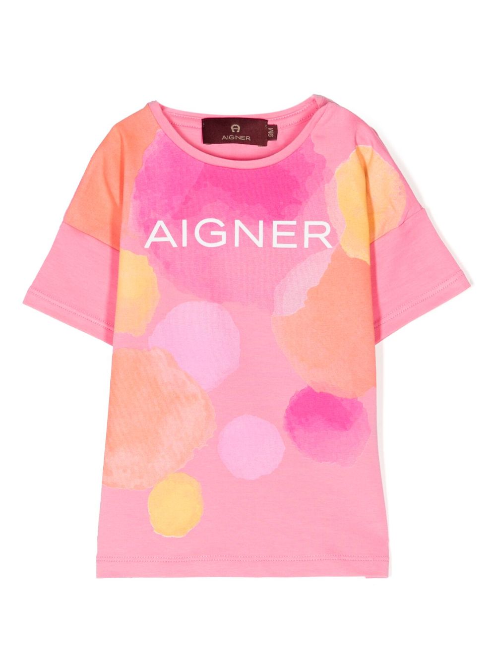 Aigner Kids logo印花棉T恤 - 粉色