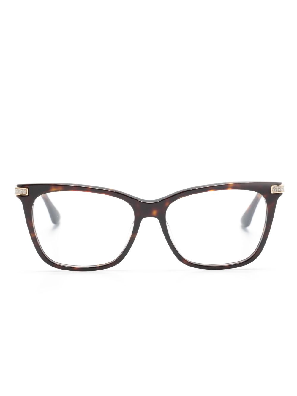 Jimmy Choo Eyewear 亮片金葱缀饰猫眼框眼镜 - 褐色