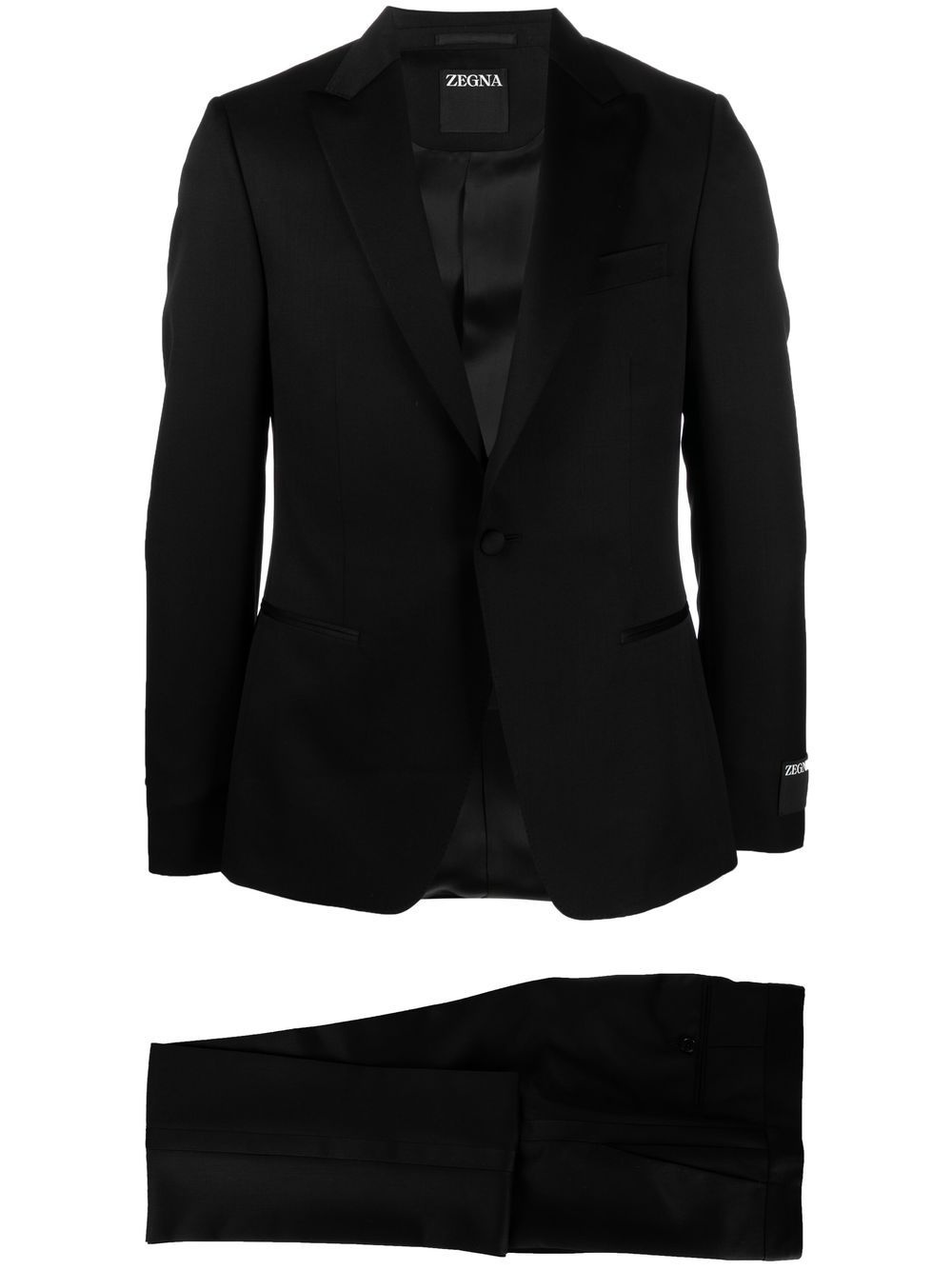 Zegna 单排扣西装套装 - 黑色