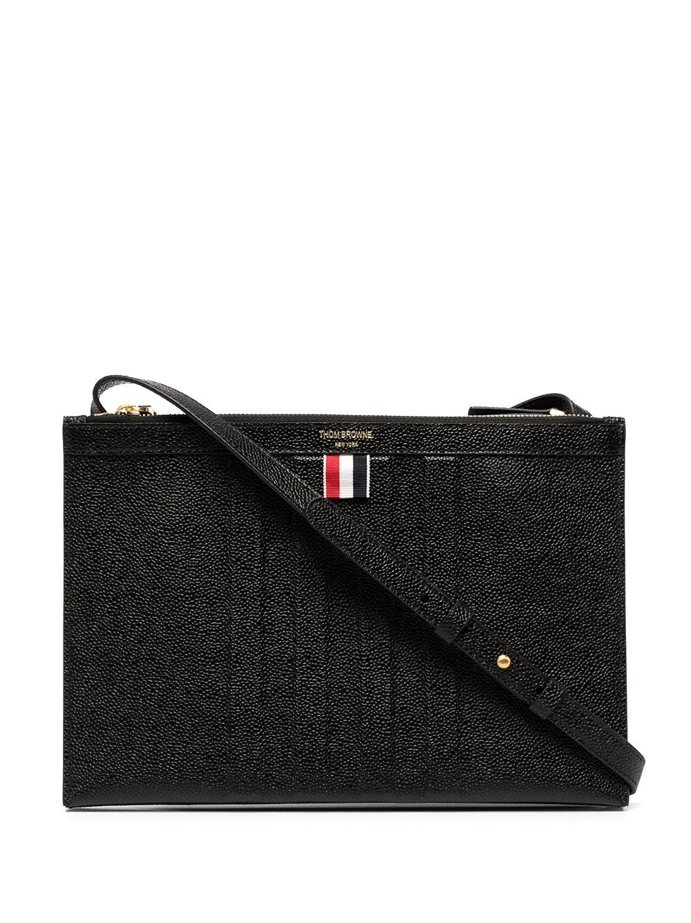 Thom Browne 卵石纹小袋式单肩包 - 黑色