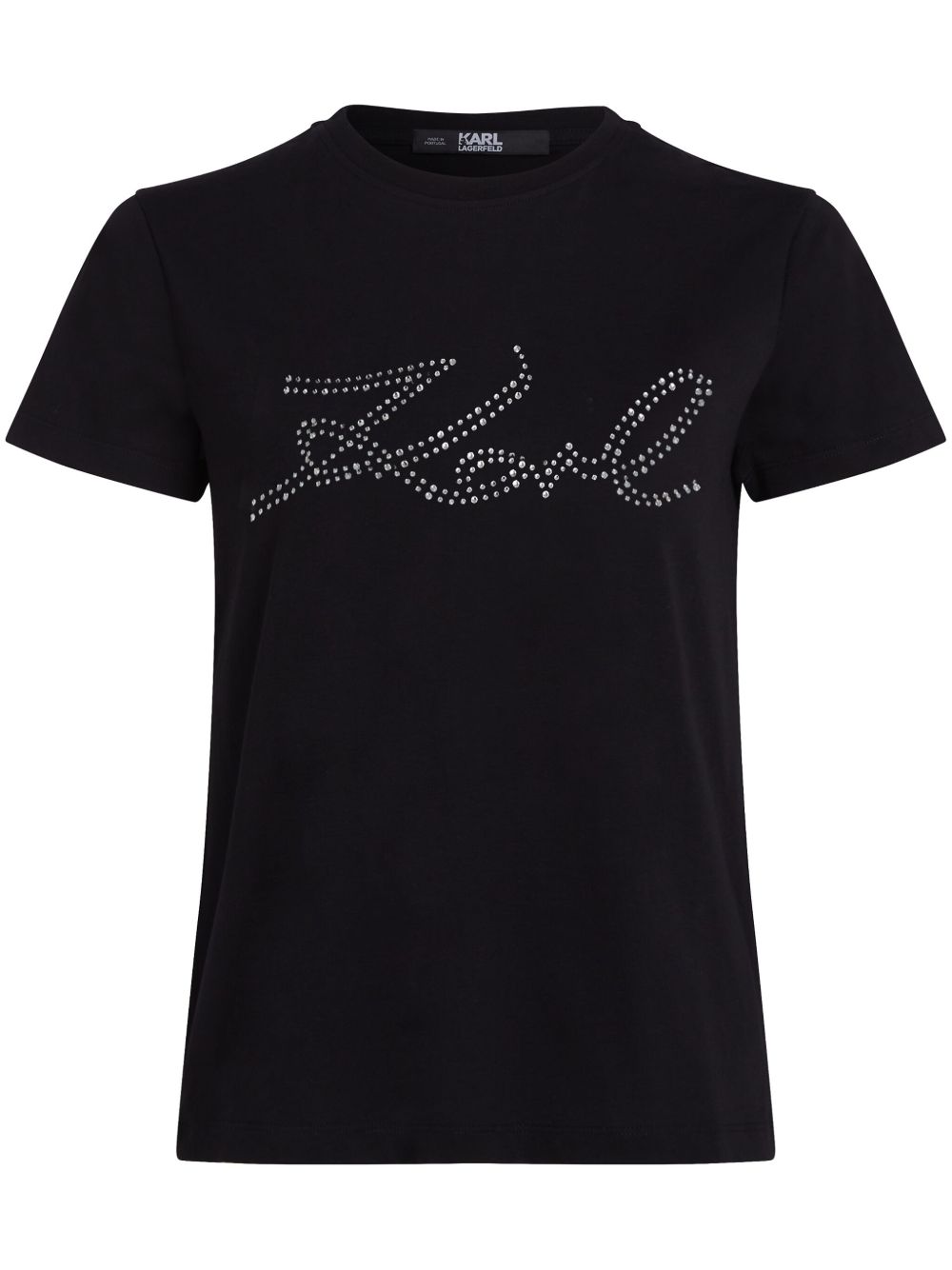 Karl Lagerfeld Signature 水钻缀饰T恤 - 黑色