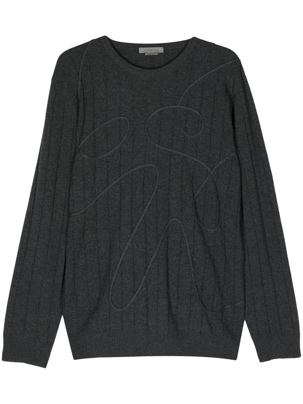 Corneliani 罗纹针织初剪羊毛毛衣 - 灰色