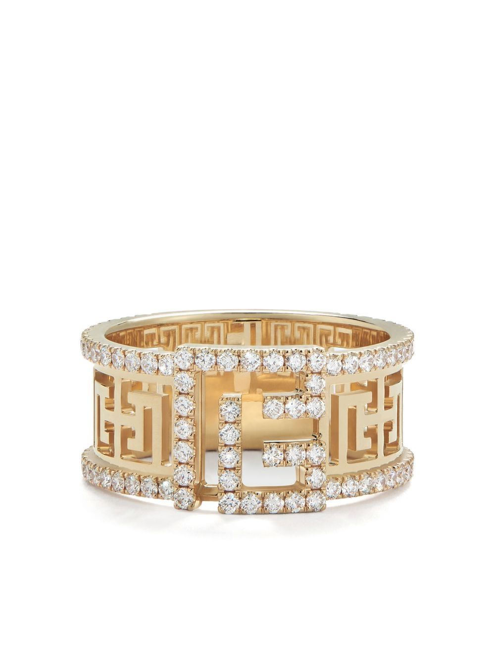 Balmain Labyrinth 18K黄金边饰密镶钻石戒指 - 金色