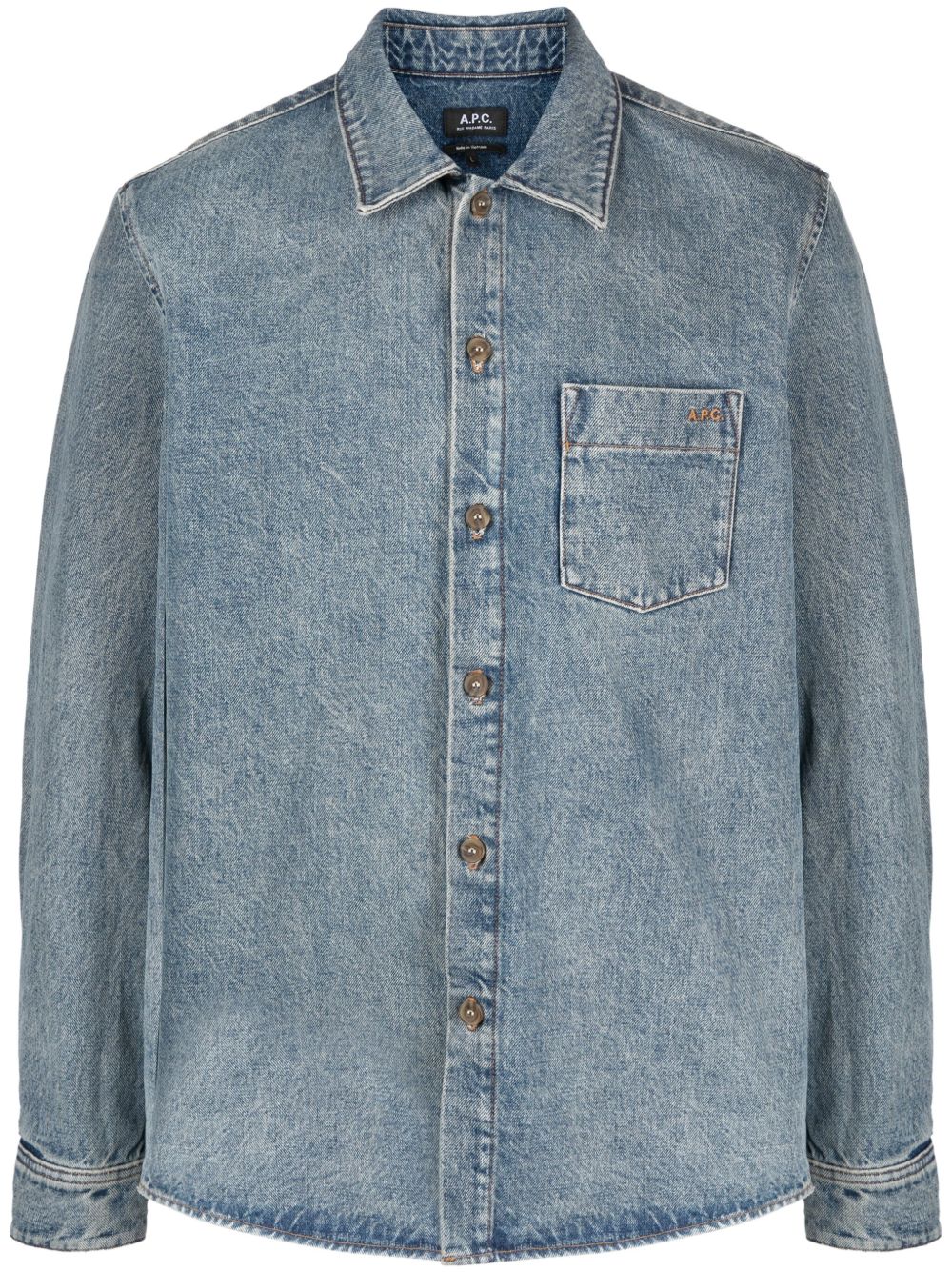 A.P.C. Vittorio Brodée Poitrine 牛仔衬衫 - 蓝色