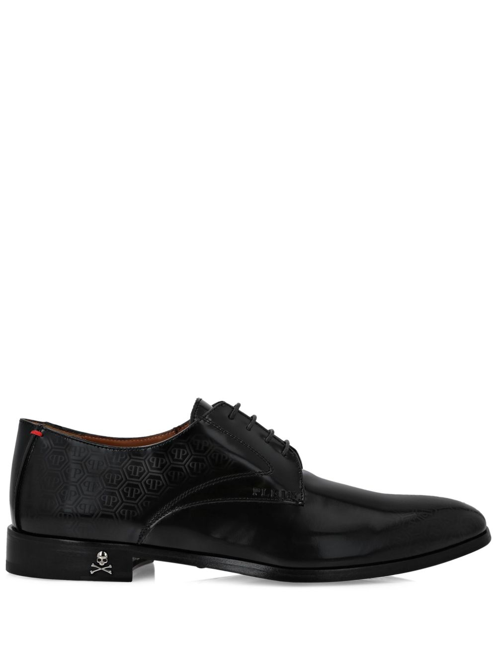 Philipp Plein 经典logo图案皮质德比鞋 - 黑色