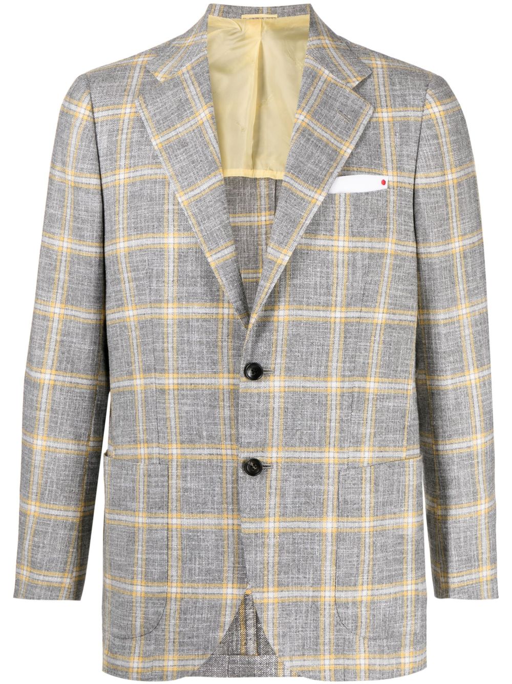 Kiton 格纹印花运动外套 - 黄色