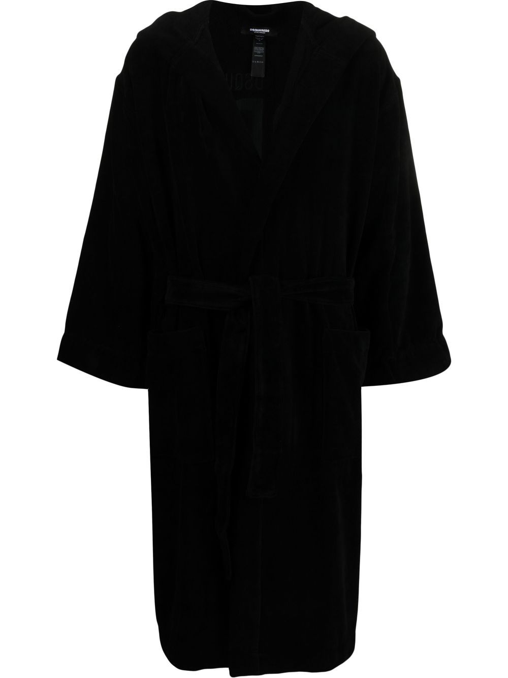 DSQUARED2 D2次方 长袖束腰睡袍 - 黑色