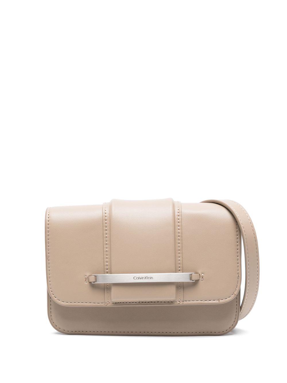 Calvin Klein logo标牌人造皮革斜挎包 - 中性色