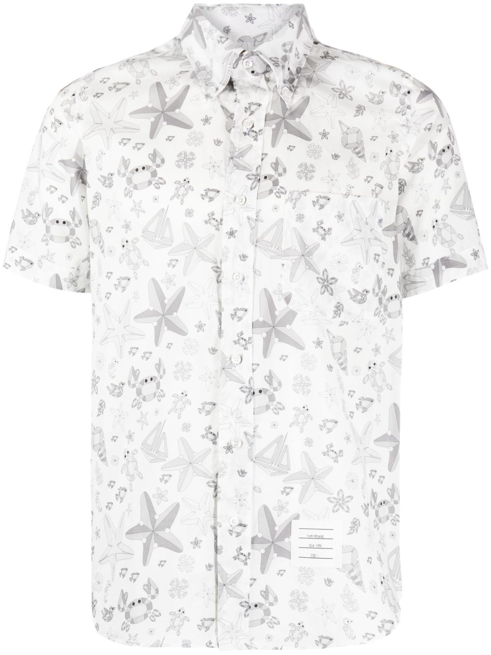 Thom Browne 印花棉衬衫 - 灰色