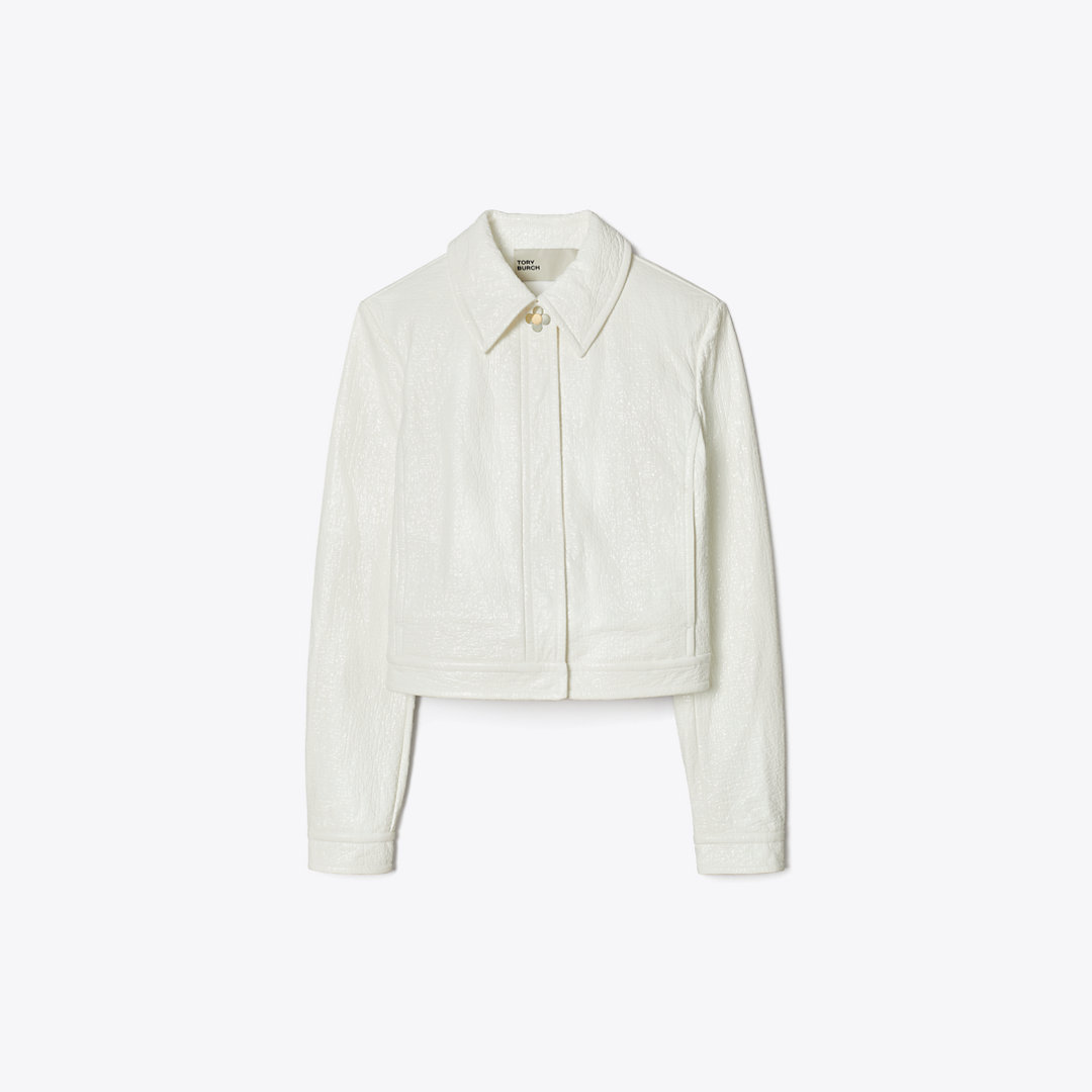 Tory Burch Faux Crinkle Leather Jacket