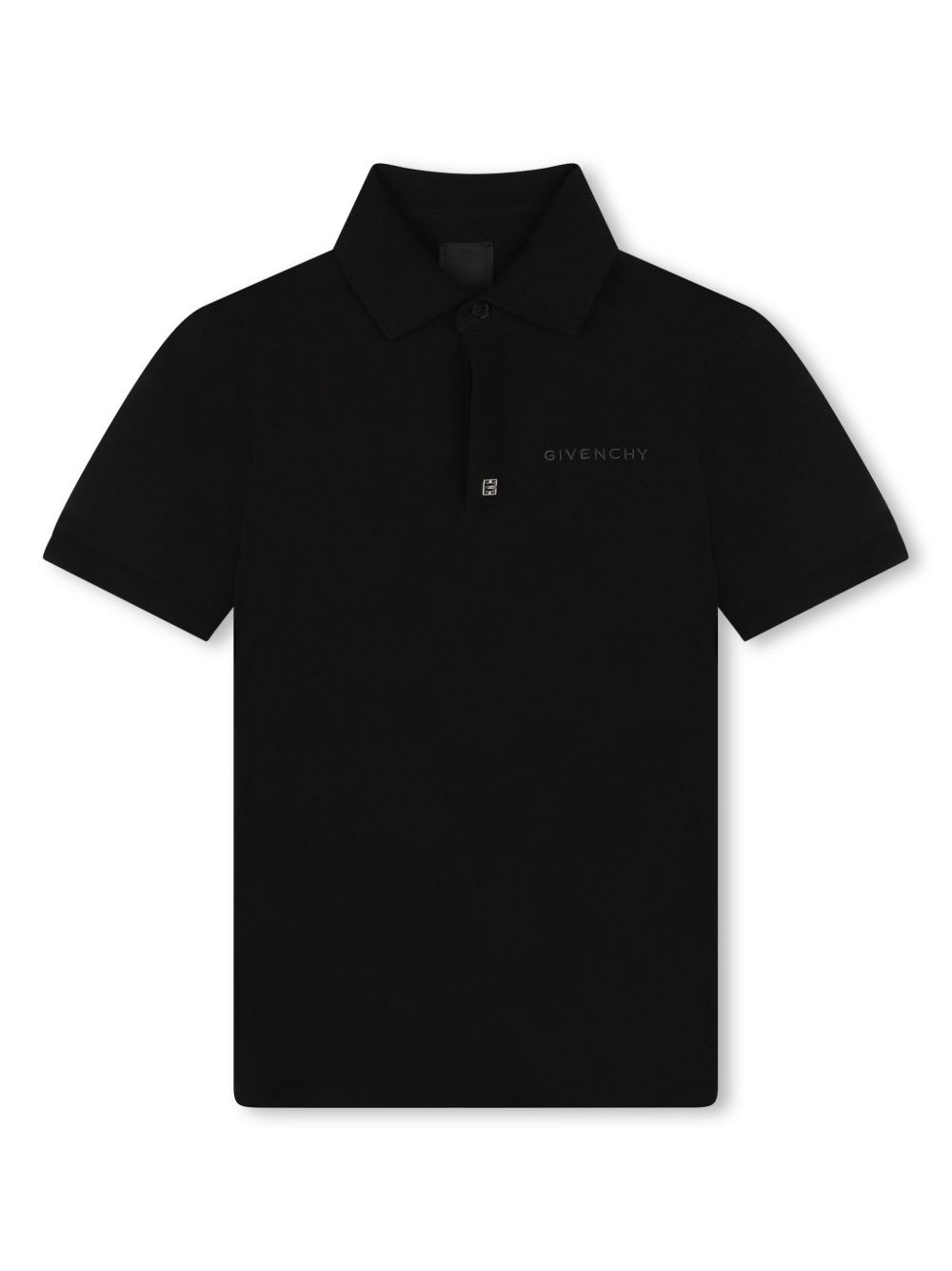 Givenchy Kids logo刺绣polo衫 - 黑色