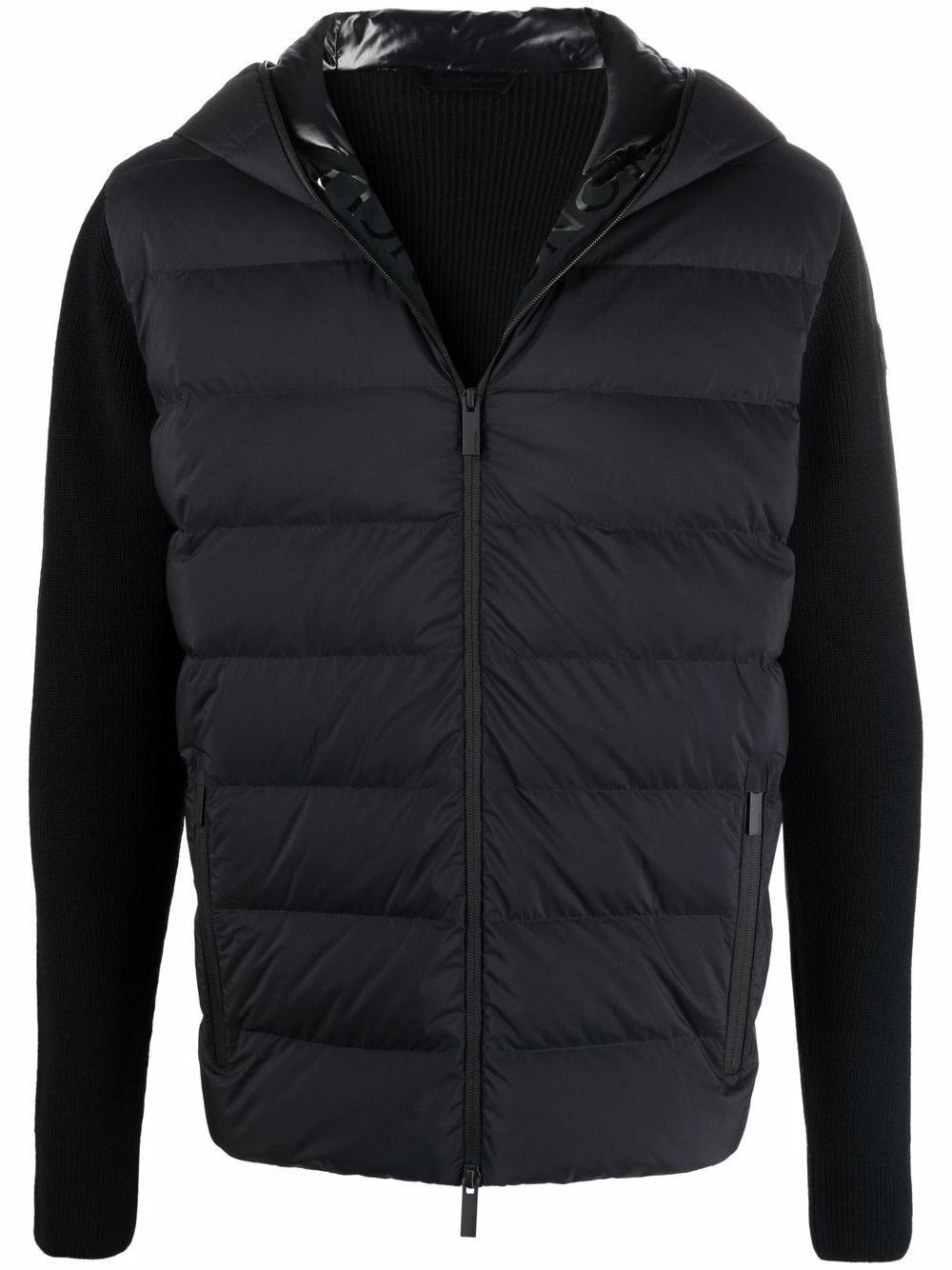 Moncler 绗缝羊毛夹克 - 黑色