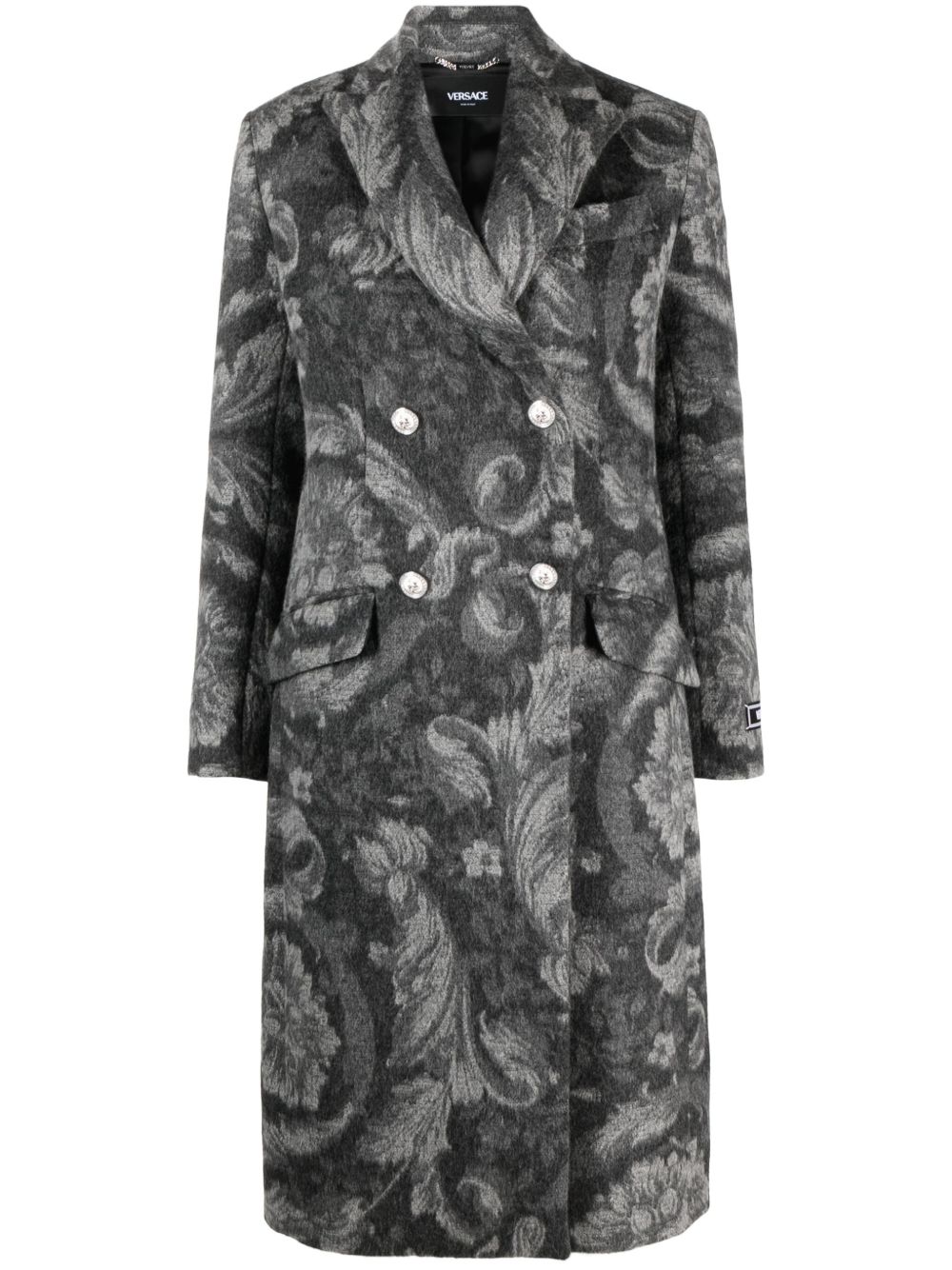 Versace Barocco Stencil 双排扣外套 - 灰色