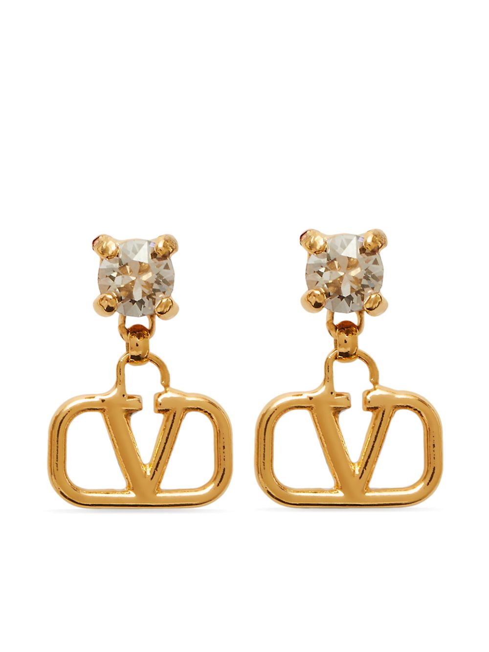 Valentino Garavani VLogo Signature 晶饰耳环 - 金色