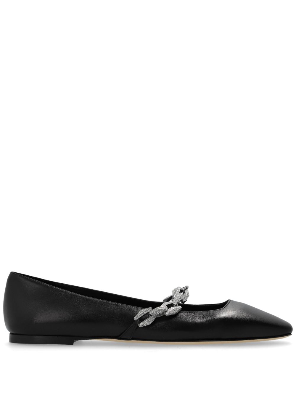 Jimmy Choo Diamond Tilda 皮质芭蕾平底鞋 - 黑色