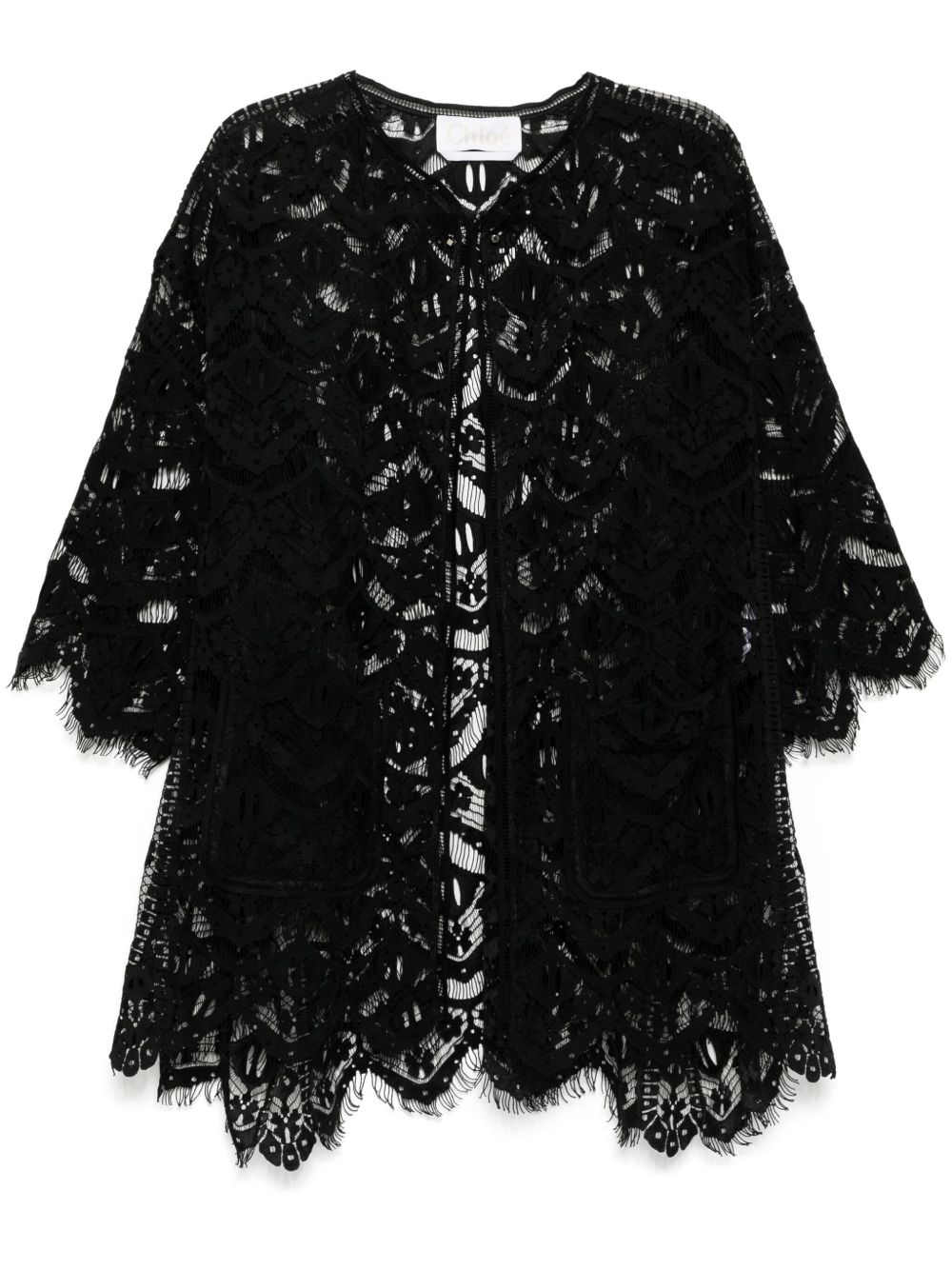 Chloé Pre-Owned 蕾丝斗篷（典藏款） - 黑色