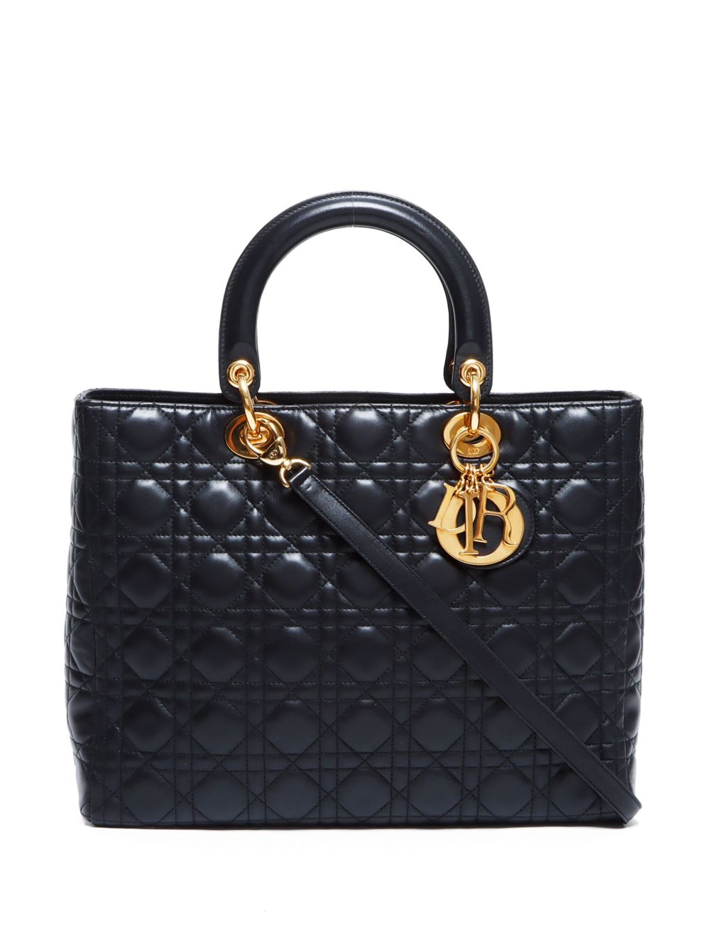 Christian Dior Pre-Owned Lady Dior 大号两用手提包（典藏款） - 黑色