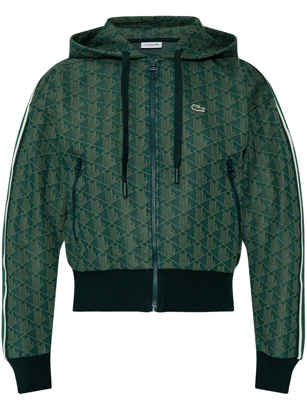 Lacoste 提花经典logo连帽夹克 - 绿色