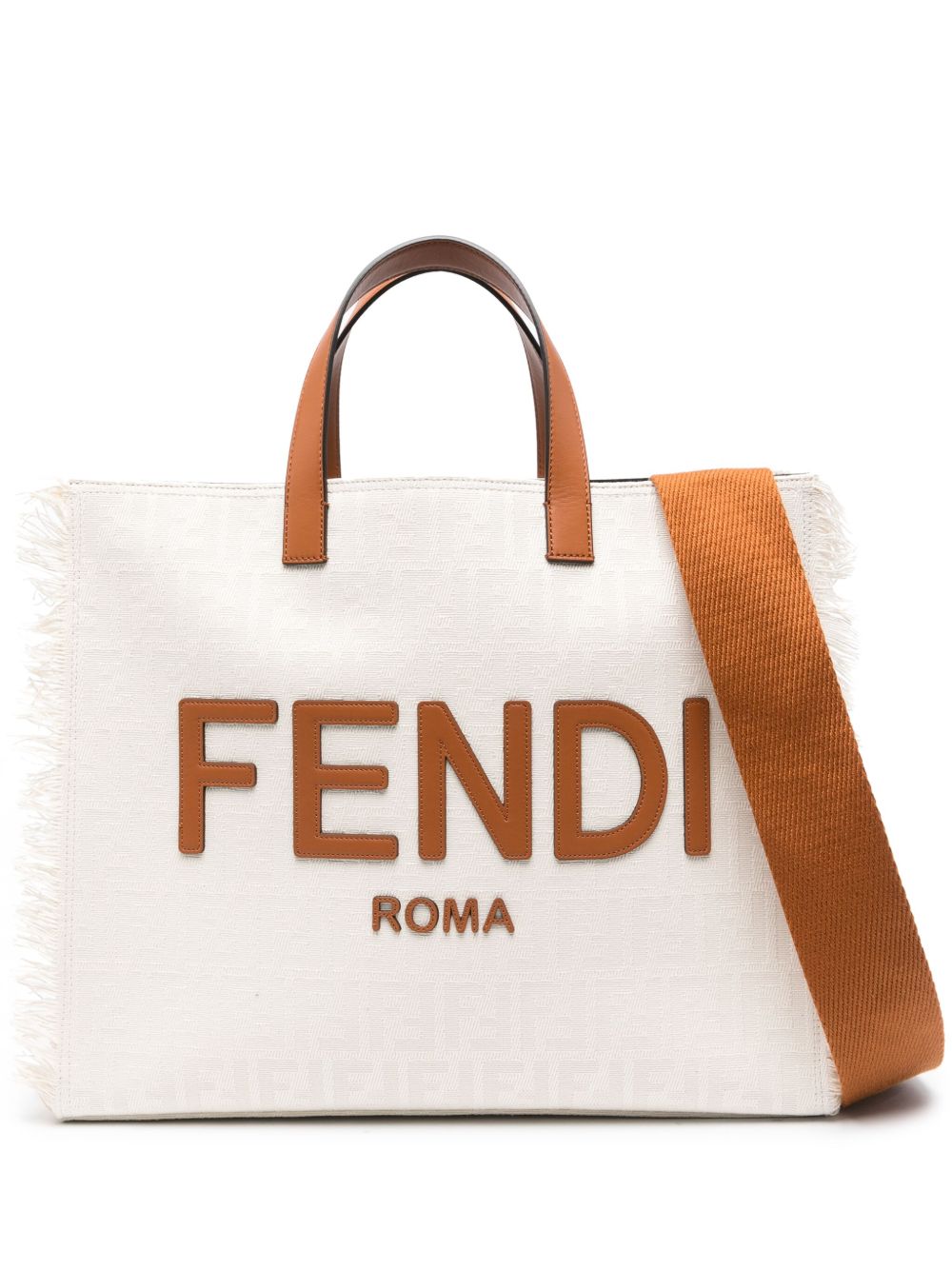 FENDI 提花logo帆布托特包 - 中性色