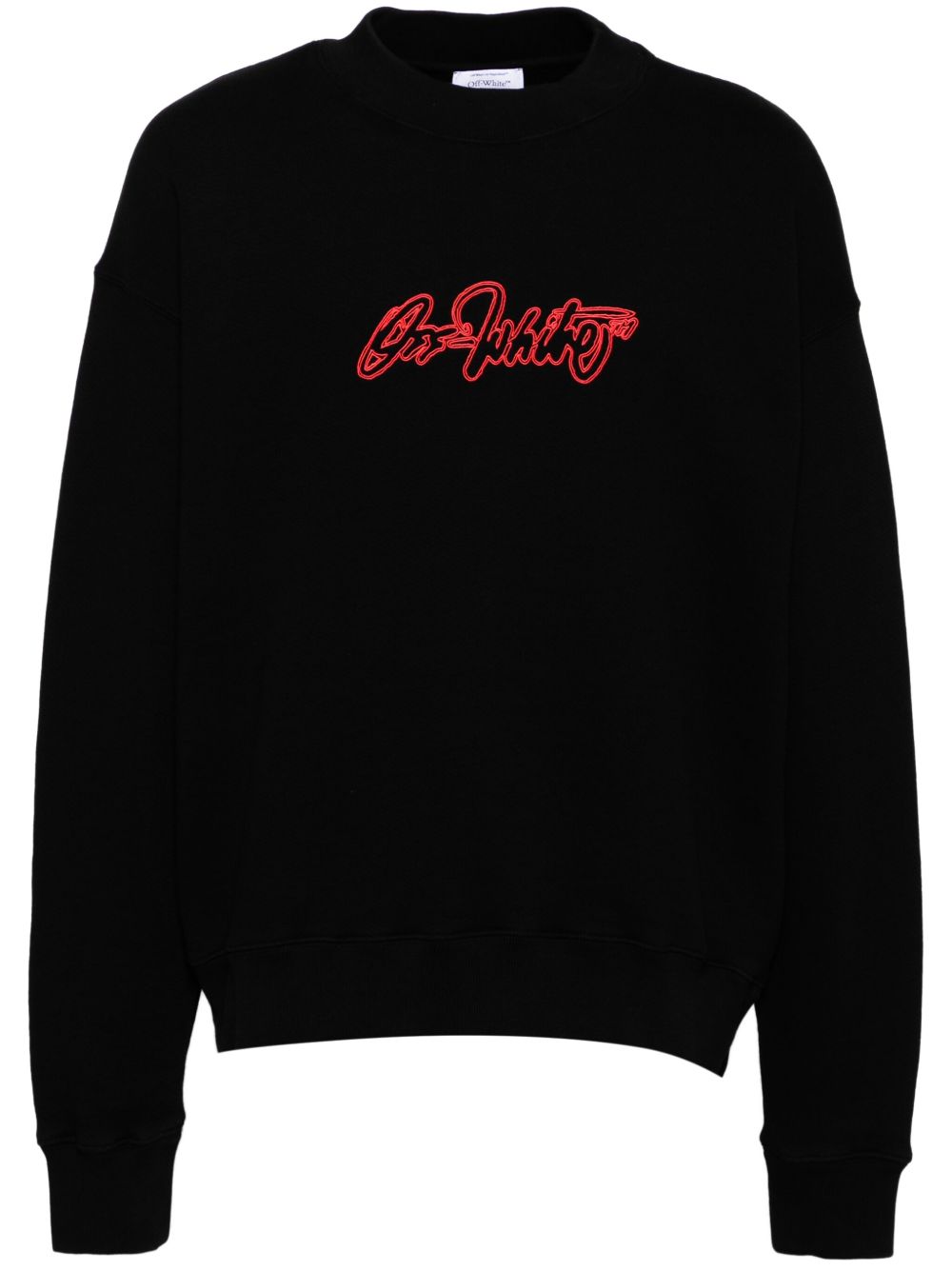 Off-White logo刺绣卫衣 - 黑色