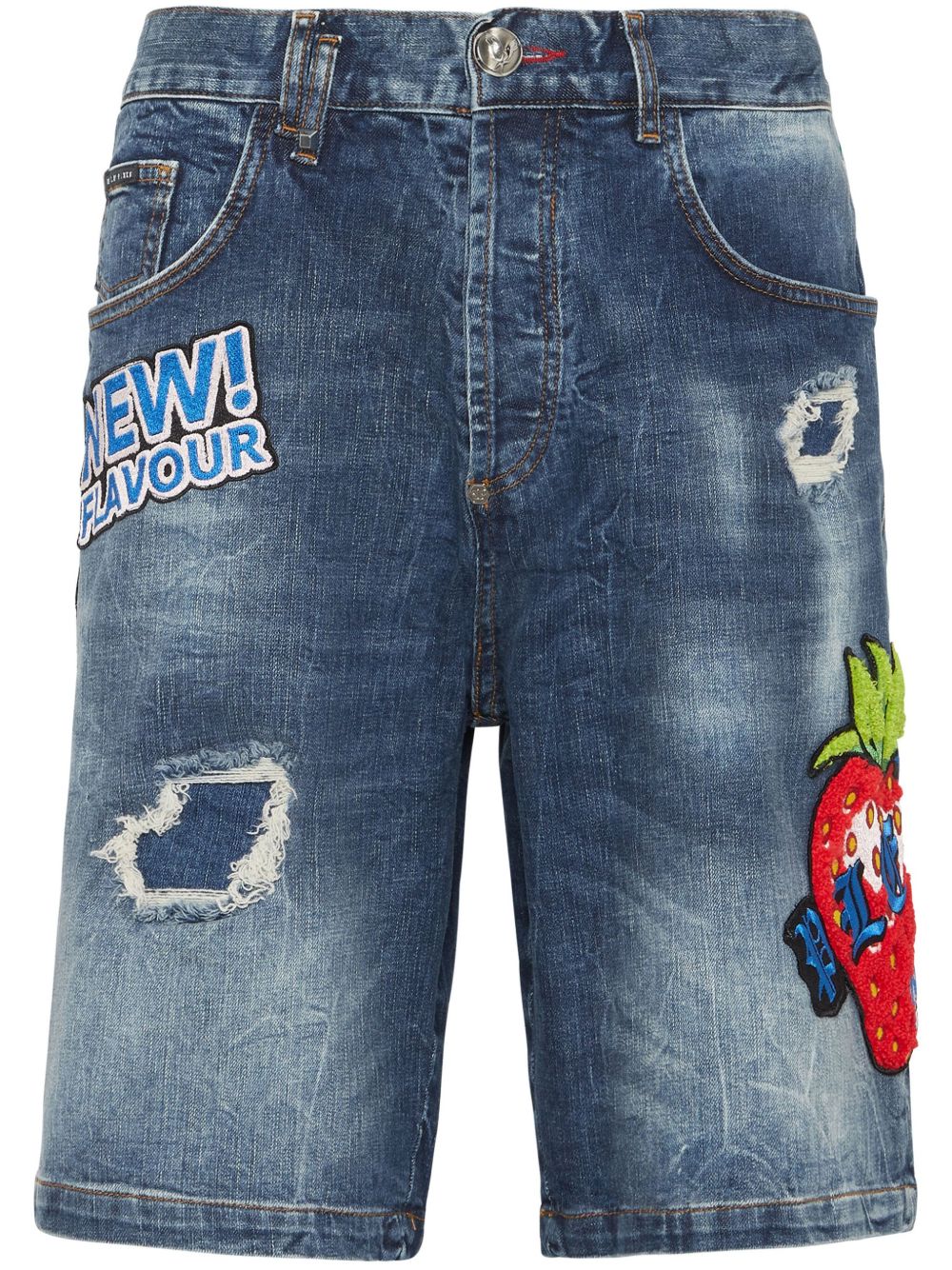 Philipp Plein Formentera 合身牛仔短裤 - 蓝色