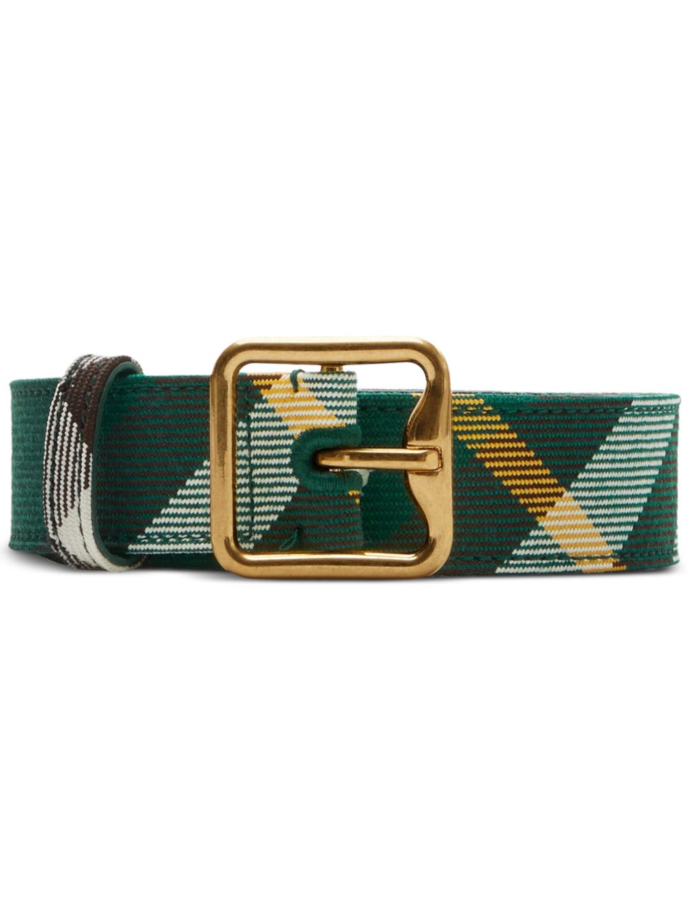 Burberry 格纹扣环腰带 - 绿色