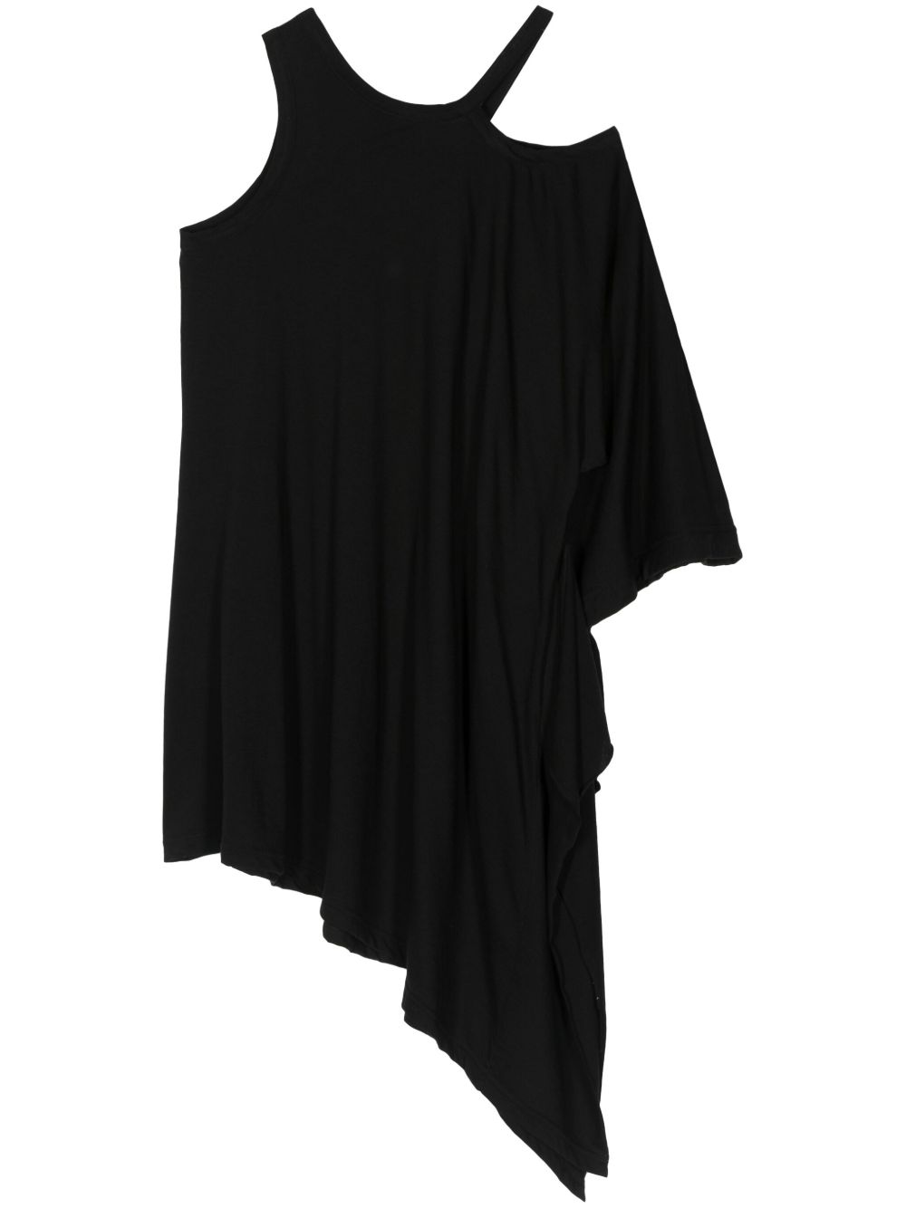 Yohji Yamamoto 垂坠不对称坦克背心 - 黑色