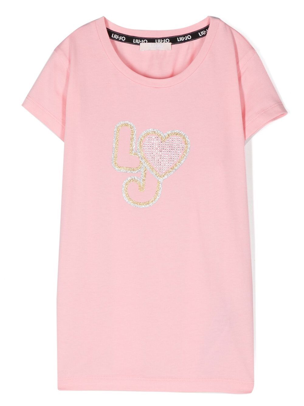 Liu Jo Kids 亮片金葱缀饰logo T恤 - 粉色