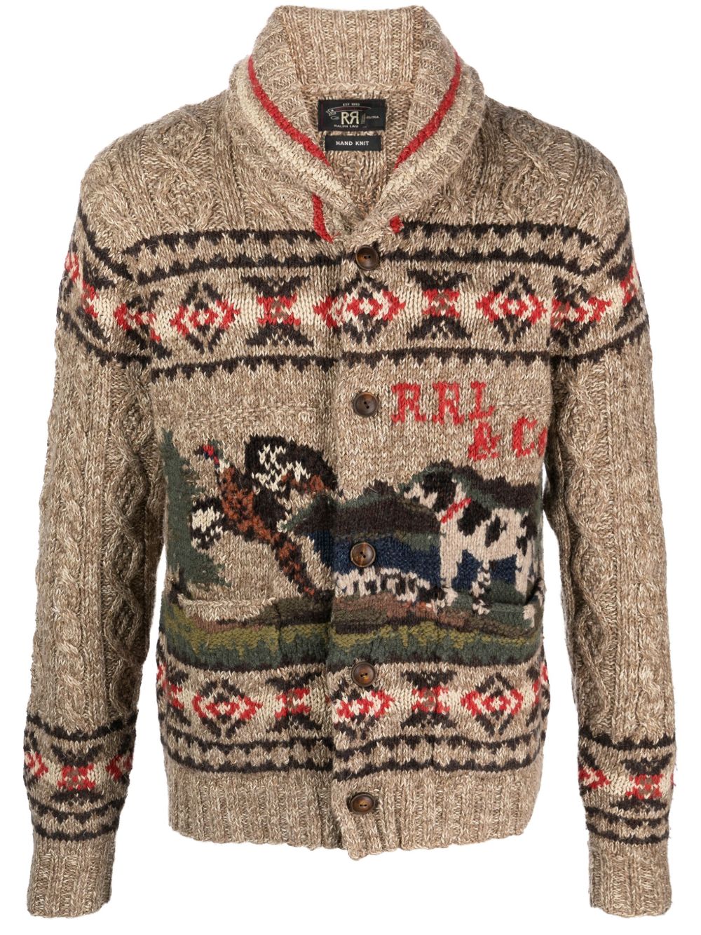 Ralph Lauren RRL 提花亚麻混纺开衫 - 褐色