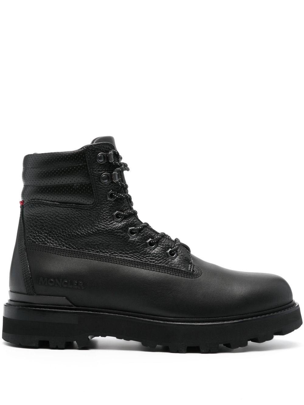 Moncler Peka 系带皮质短靴 - 黑色