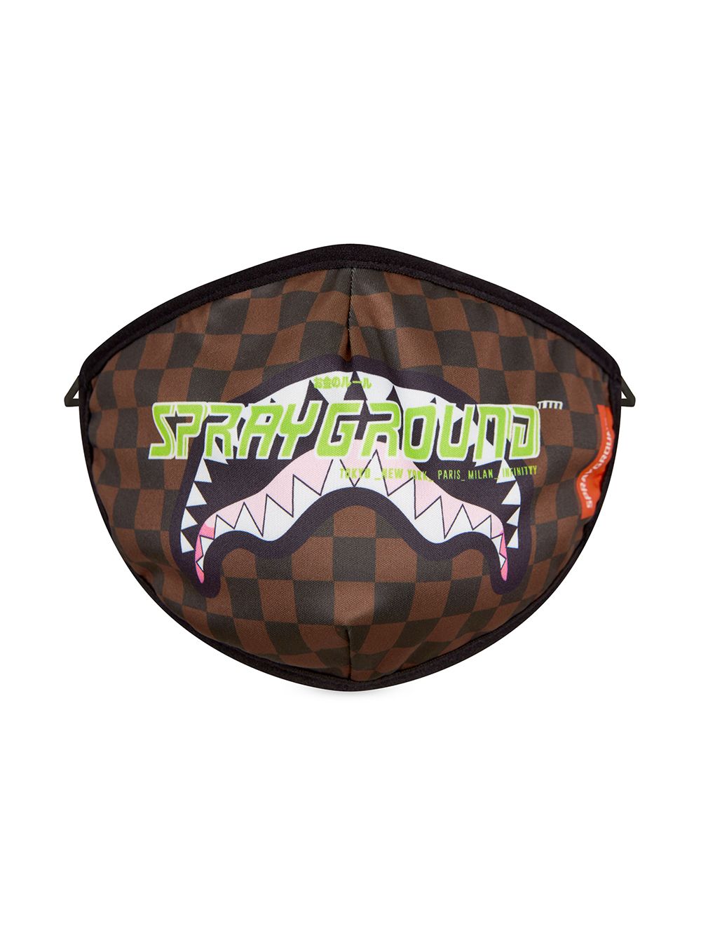 sprayground kid logo印花格纹口罩 - 褐色