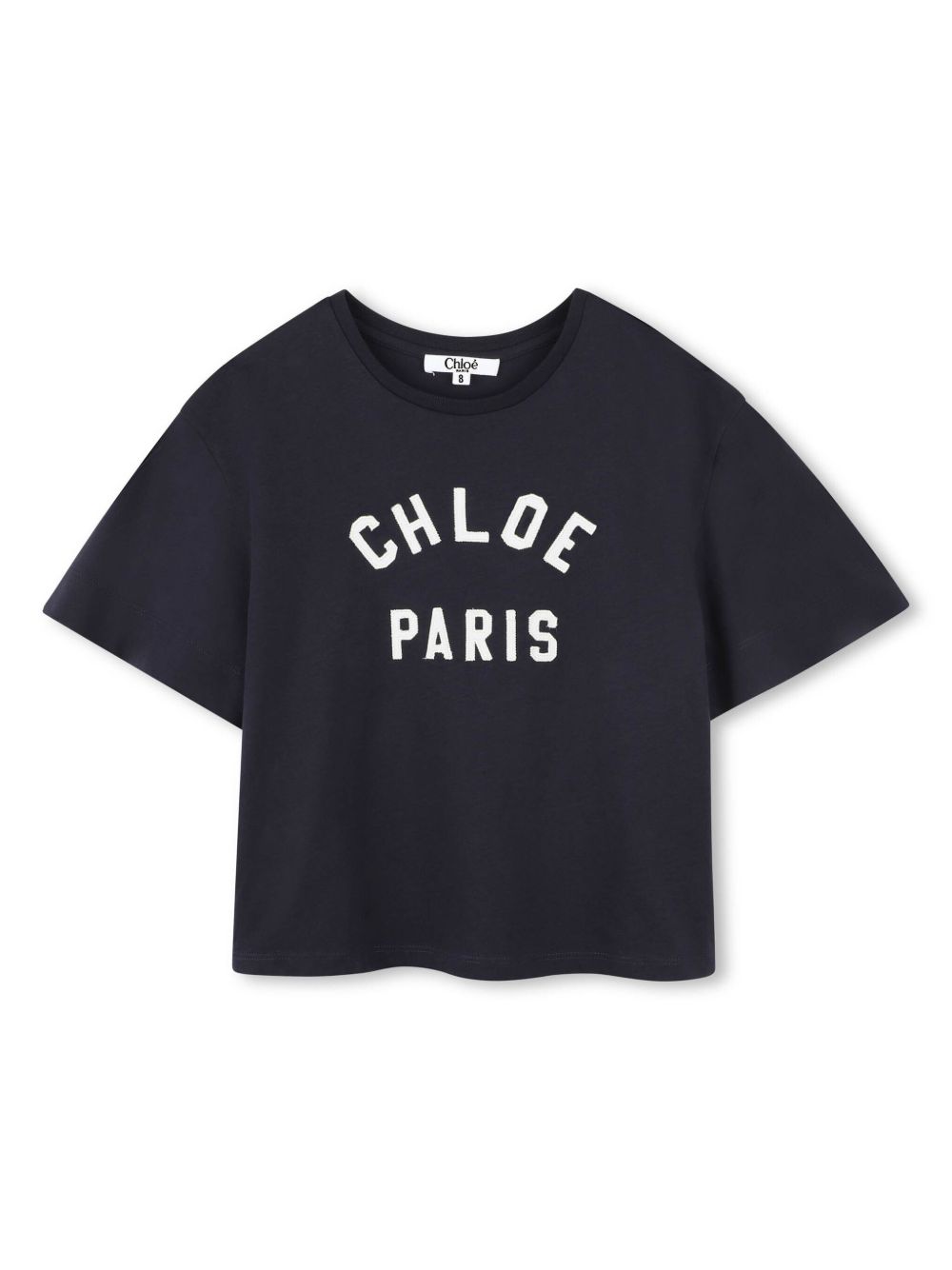 Chloé Kids logo刺绣T恤 - 蓝色