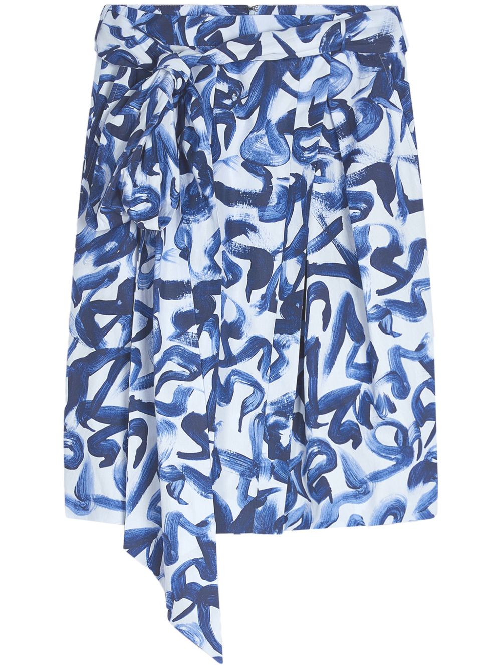 DRIES VAN NOTEN 抽象印花棉中长半身裙 - 蓝色