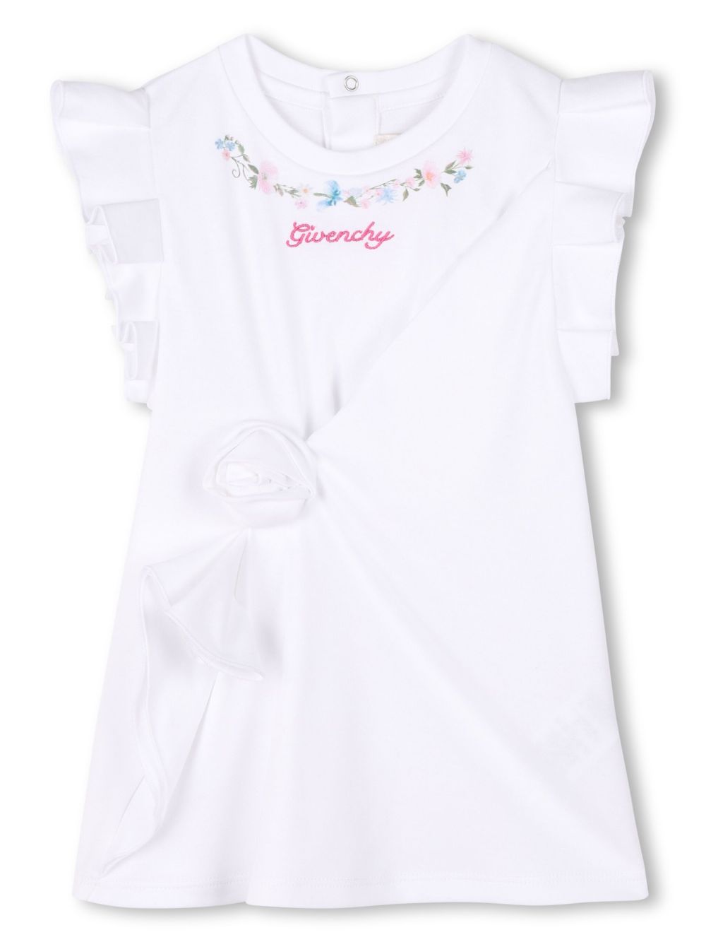 Givenchy Kids logo刺绣连衣裙 - 白色