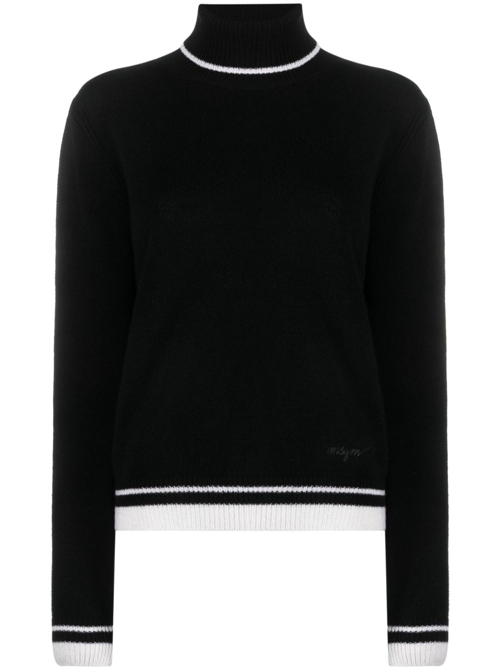 MSGM 条纹细节高领毛衣 - 黑色