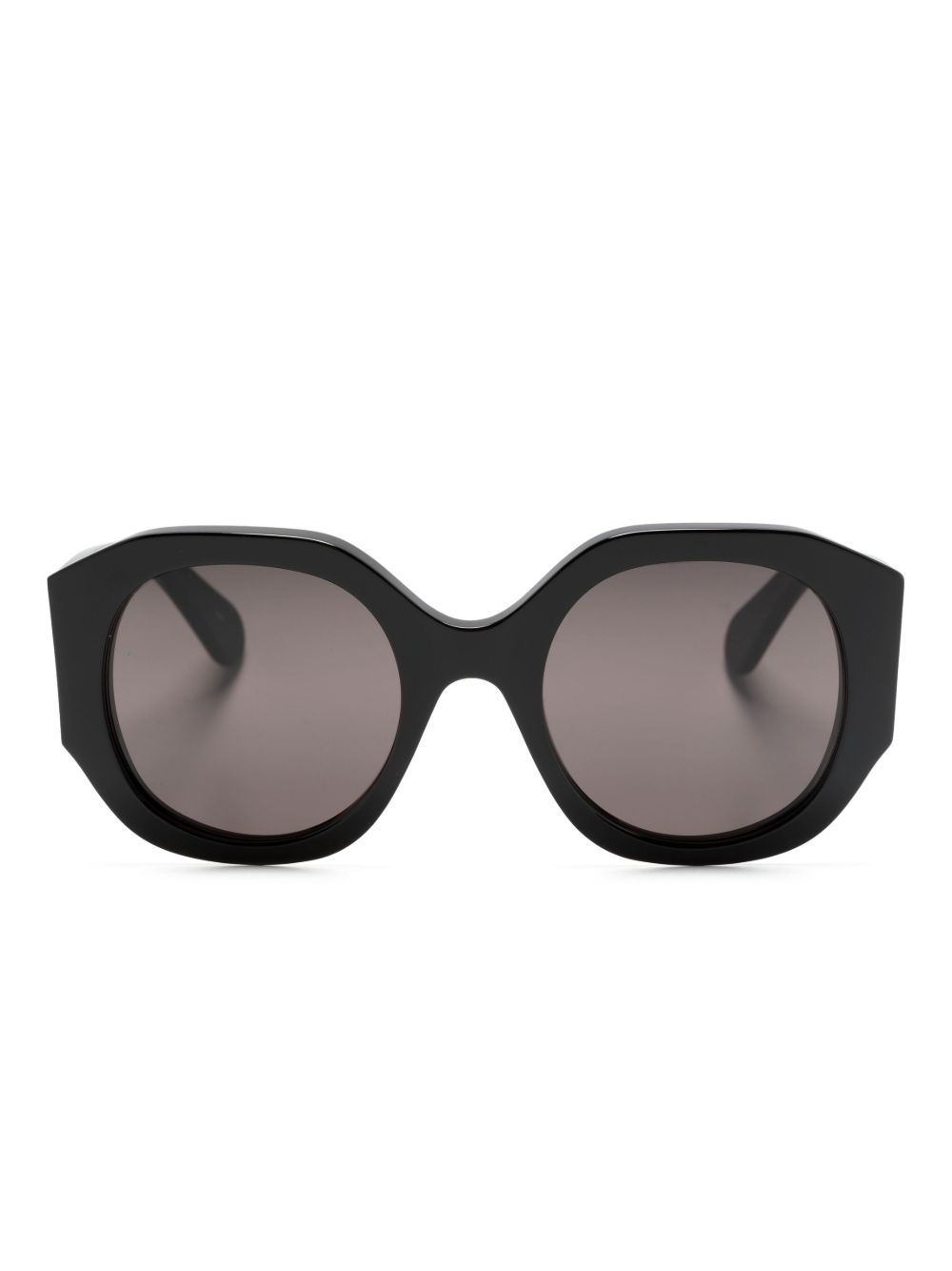 Chloé Eyewear 超大圆框太阳眼镜 - 黑色