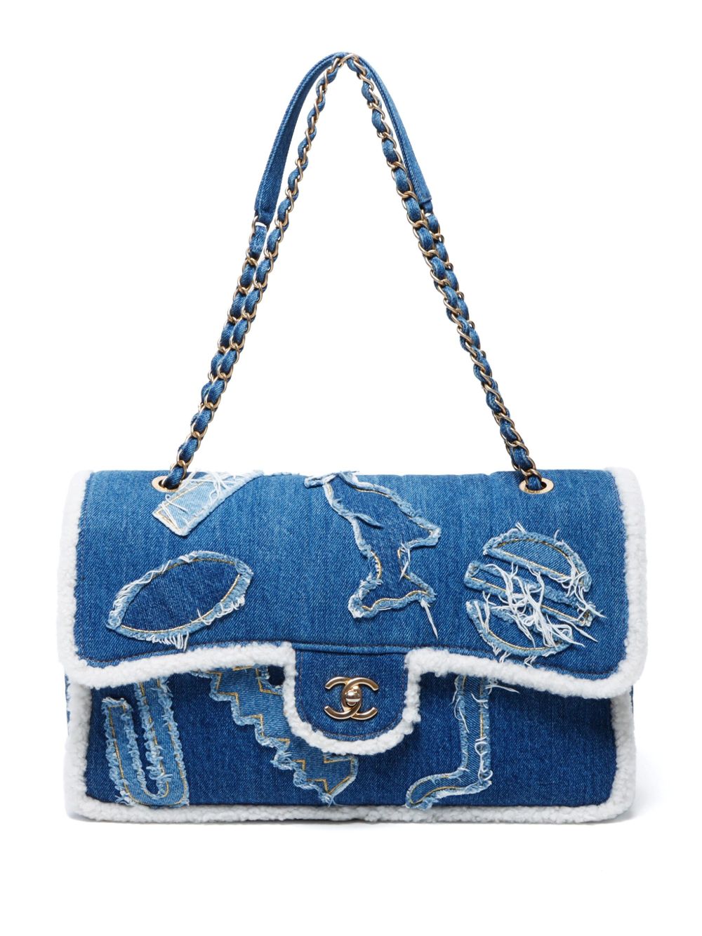 CHANEL Pre-Owned Hieroglyph Flap 单肩包（2019年典藏款） - 蓝色