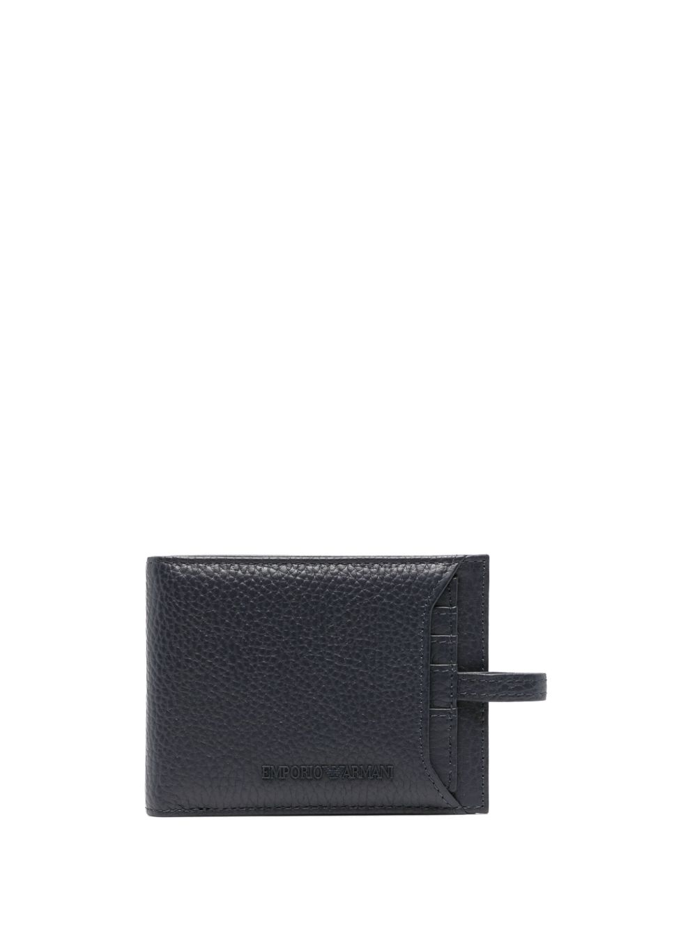 Emporio Armani logo压纹对折钱包 - 蓝色